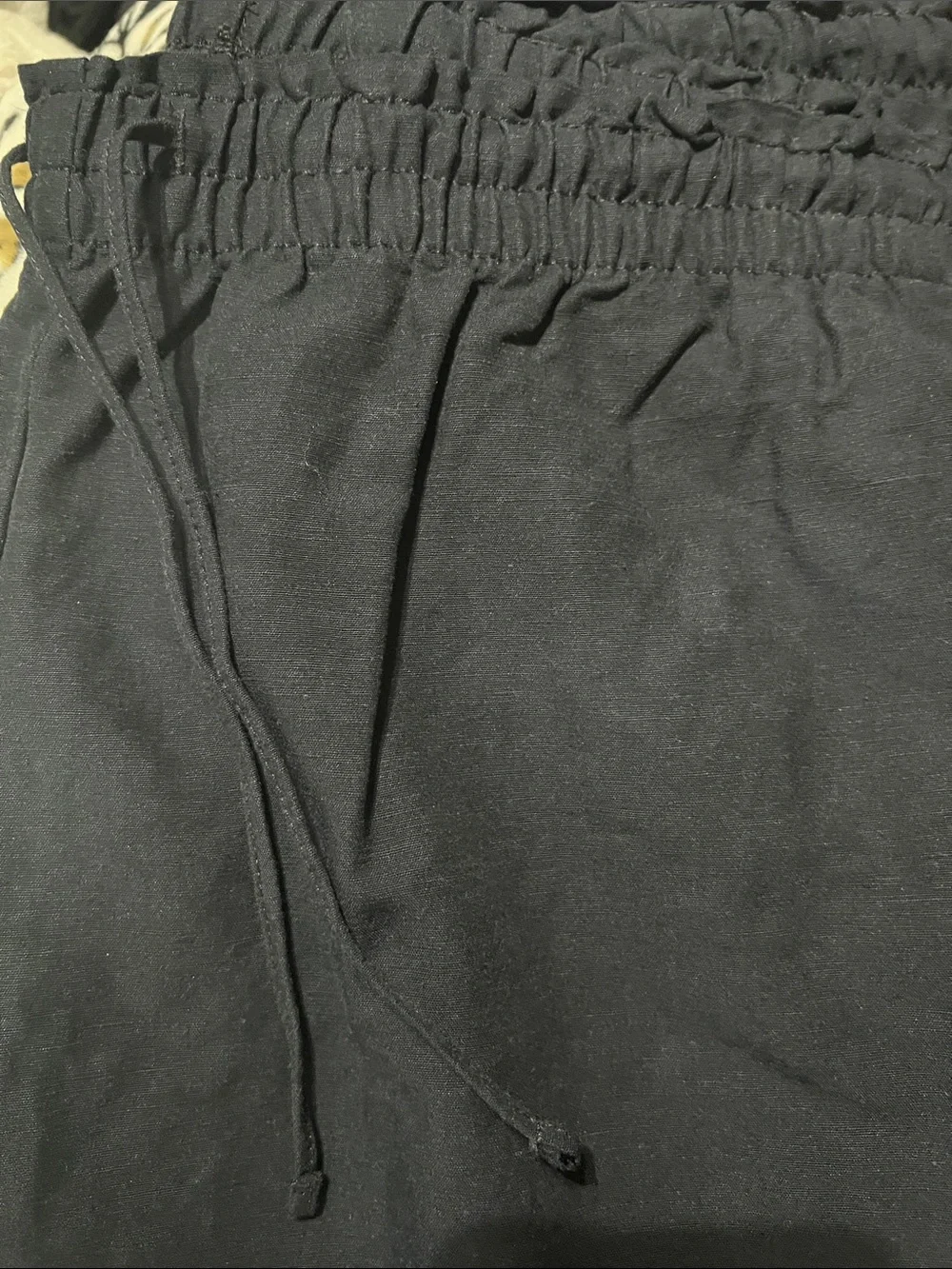 H&M Black Linen-Blend Elastic Waist Chinos